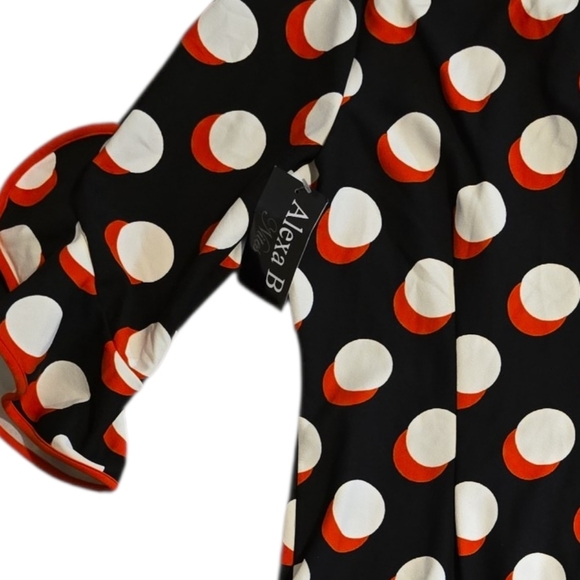 Alexa B. Nites Stylish Polka Dot Midi Dress - Black, White, and Red Size 18 - Picture 5 of 8
